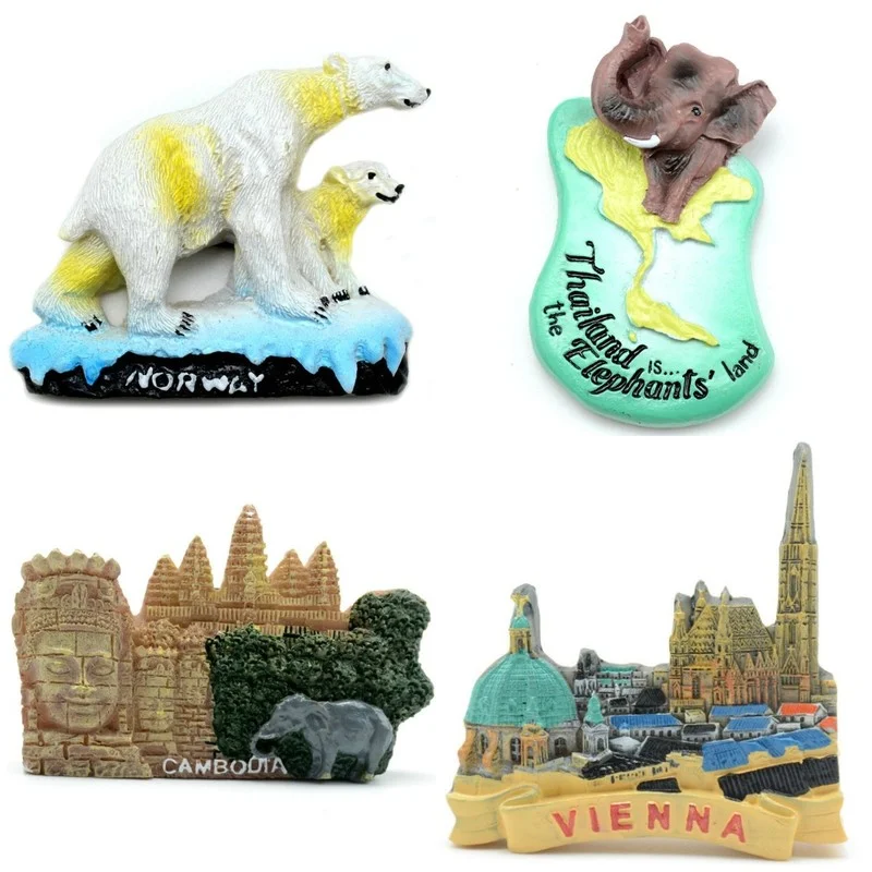 

Denmark Tailand Tourist Souvenirs Fridge Magnets Norway Spain Travelling Souvenirs Resin Magnetic Stickers for Message Board
