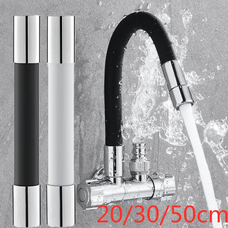 

20/30/50CM Bathroom Faucet Extension Universal 360° Rotation Extender Basin Extension Tube Outer Joint Splash Head Filter