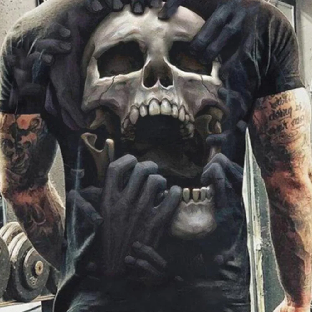 

Men's T-Shirts Horror Skull 3D Print O-Neck Short Sleeve Casual Breathable Oversized Male T Shirt Top Men Clothed Fashion Summer