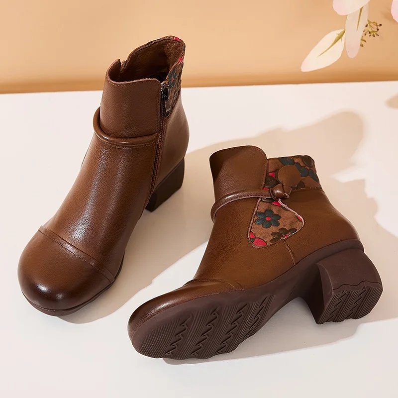 DRKANOL/2024 зимняя теплая обувь женские ботильоны на толстом каблуке короткие