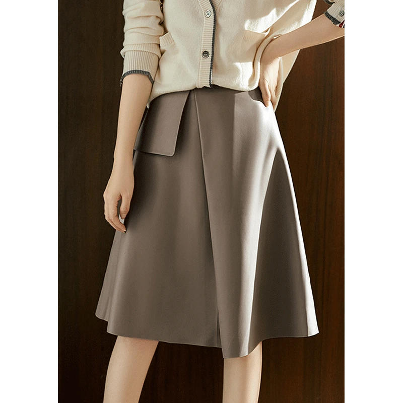 

2022 imported leather mid-length skirt leather sheepskin loose slim belt imported first layer leather