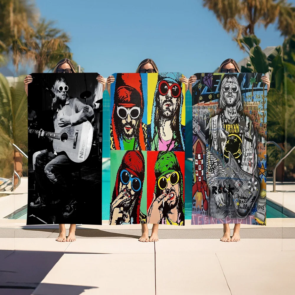 Пляжное полотенце для плавания в стиле аниме Singer K-Kurt-Cobain мягкая впитывающая