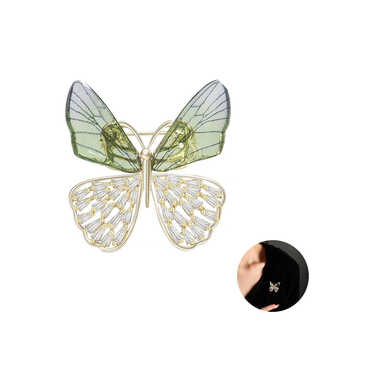 

Fine Crystal Butterfly Brooch Women Simple Rhinestone Sequin Corsage High-grade Party Clothing Accessories Insect Jewelry Gifts