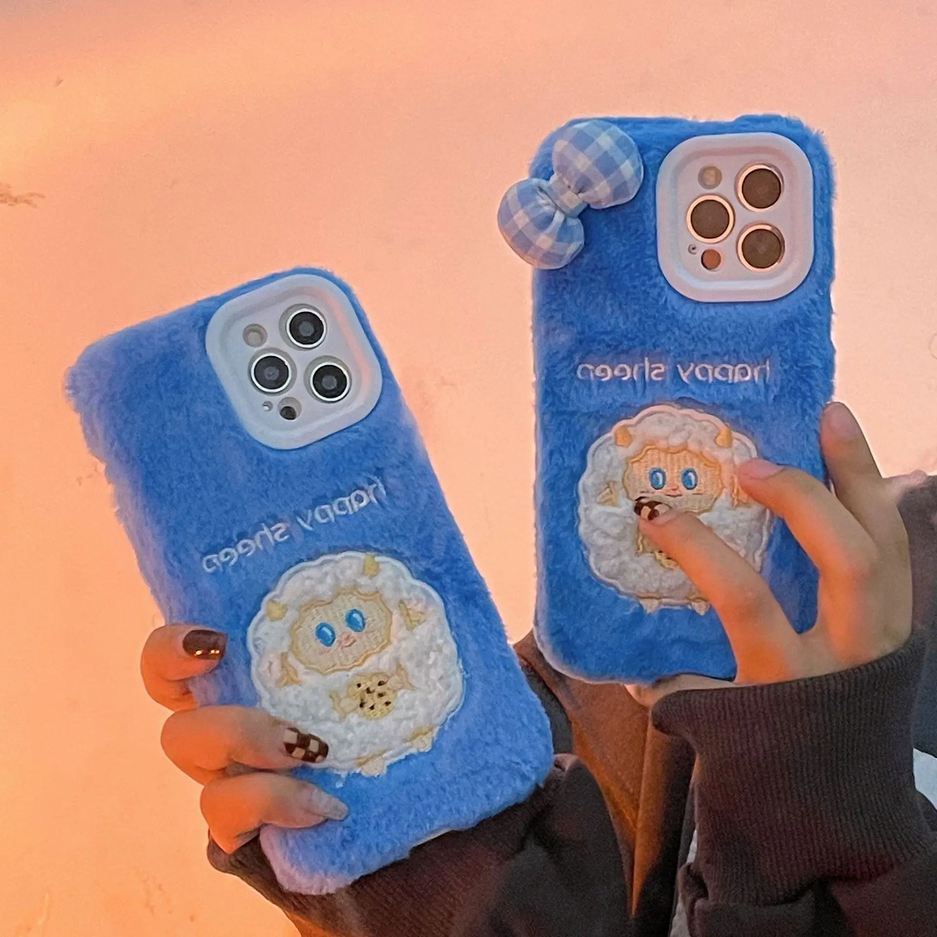 

Cute Plush Sheep Shockproof Rainbow Case for Apple IPhone 13 12 Pro Max 11 Mini XS MAX XR 7 8 6s Plus 13Pro 13Pro MAX Iphone