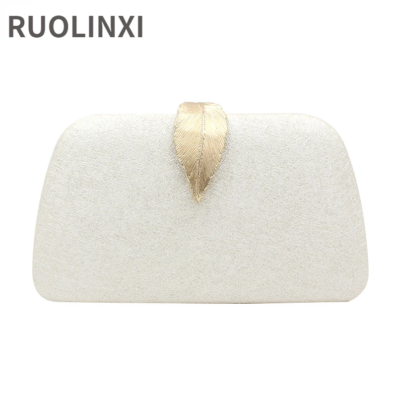 

Purse For Bridal Metal Leaf Lock Shoulder Bag Women's Wedding Clutch Bag Gold Purse Ladies Handbag Party