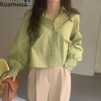 koamissa spring women casual loose shirt long sleeves fashion office lady loose blouse chic korean cropped blusas all match tops