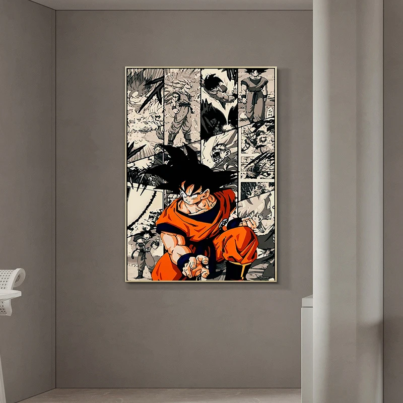 

Поп-арт стена из японского аниме, холст с изображением дракона, Гоку, поп, постеры, роспись, декор для гостиной