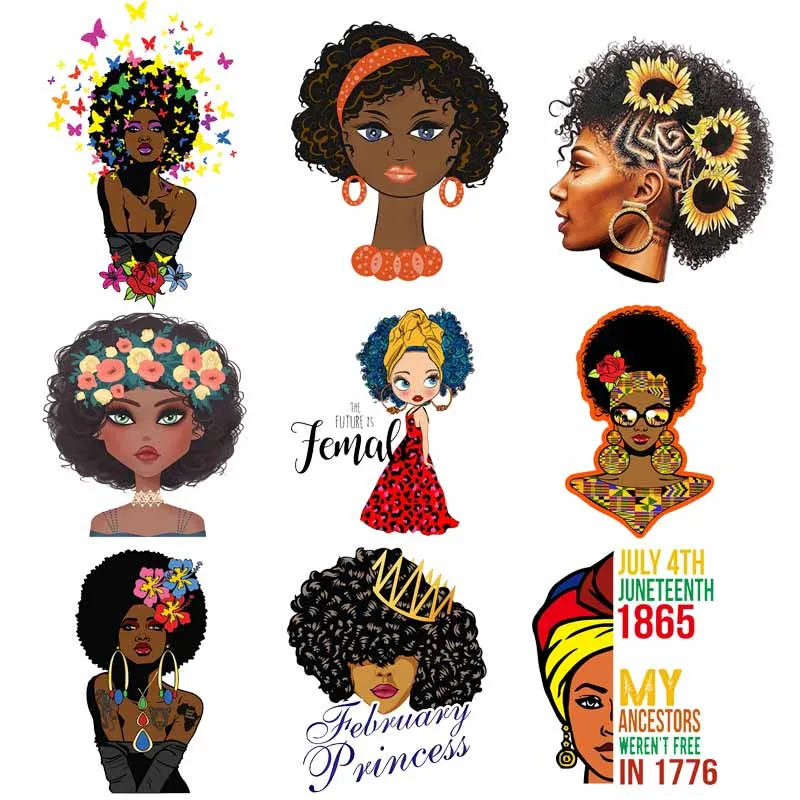 

Iron-on Transfers Black Girl Thermoadhesive Patches for Clothing DIY T-shirt Dresses DIY Applique Heat Transfer Fusible Patch