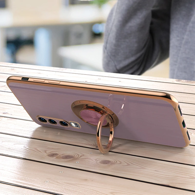 Luxury Plating Magnetic Silicone Case For Huawei P30 P40 Pro P20 Mate 20 P30Pro Honor 20 Pro Soft Shell Covers Stand Ring Holder