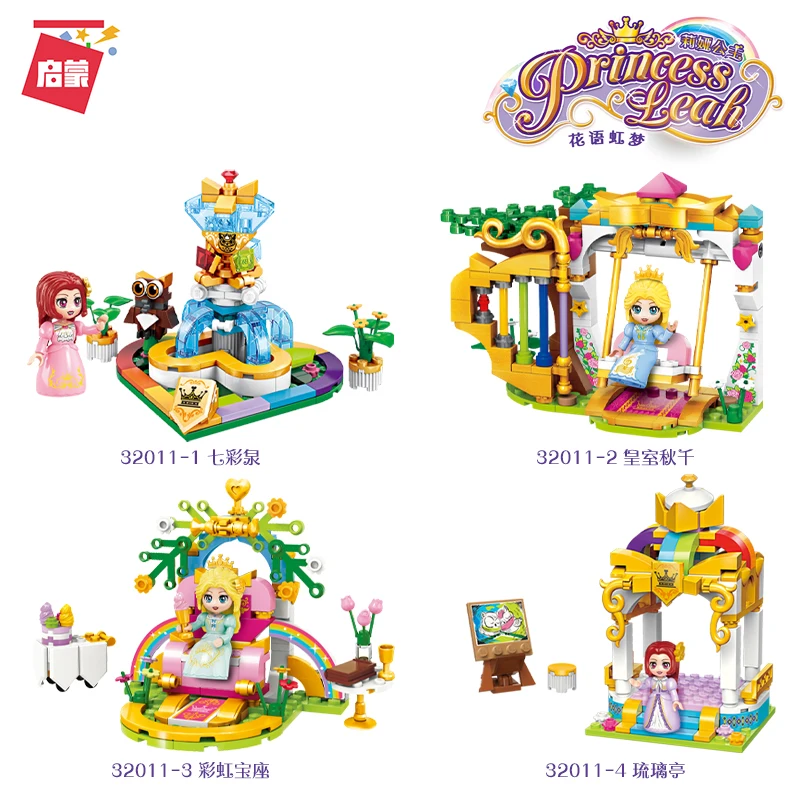 

Education Bricks Toys Gift Enlighten 32011 Leah Princess Flower Language Rainbow Dream Building Blocks Girl DIY birthday Gifts