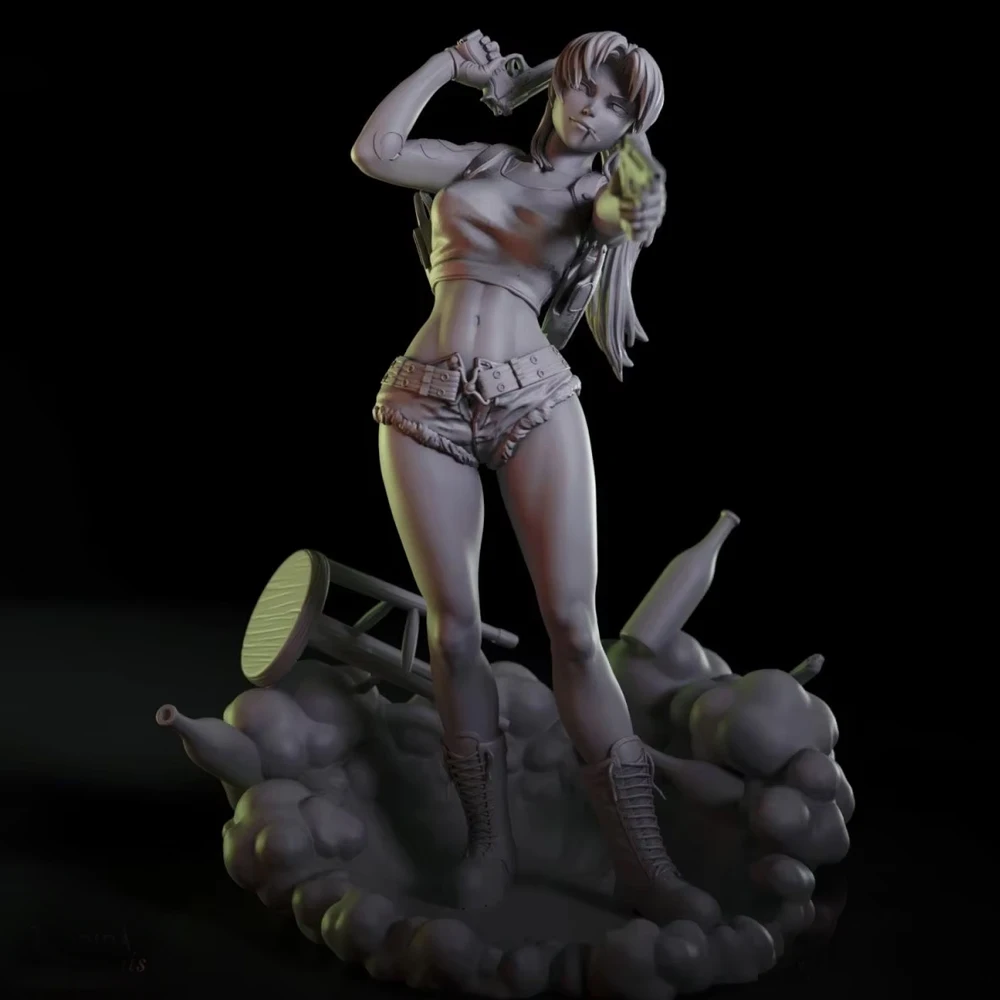 1:24 Женский пистолет-воин 3d печатная модель неокрашенная фигурка из смолы