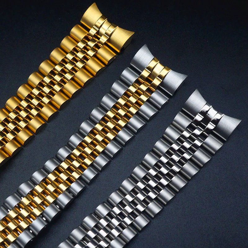 20mm Five Beads Full Solid Watch Strap For Rolex Luxury Series Man Watch Sports Waterproof Steel Bracelet Women Watch Band