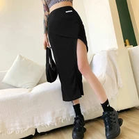 women new personality irregular hip package bodycon skirt high waist party club slit outfits women letter black vintage skirts
