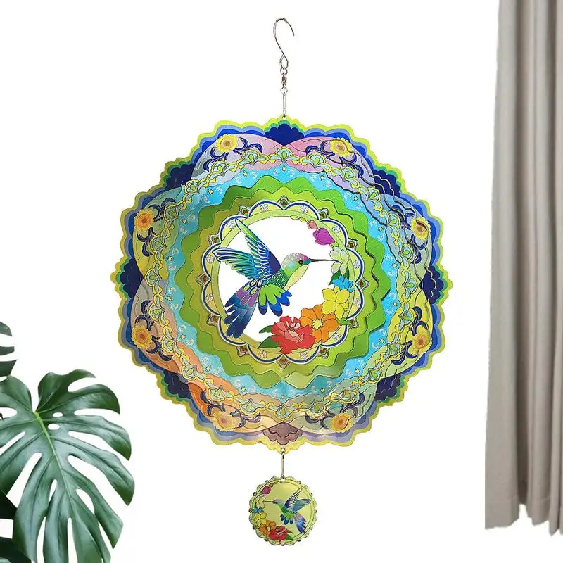 Bird Wind Spinners Bird Outdoor Wind Spinner Chime 3D Anti-rust Decorations For Garden Trees Window Balconies Patio Porch