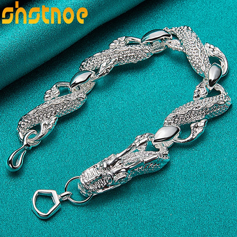 

925 Sterling Silver Dragon Chain Bracelet For Women Men Party Engagement Wedding Valentines Gift Fashion Charm Jewelry