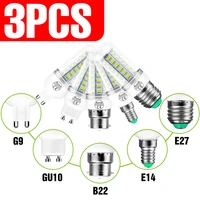 3pcs e27 corn lamp 220v gu10 led bulb e14 led candle light g9 lampara led bombilla b22 3w 5w 7w 9w 12w 15w chandelier lighting