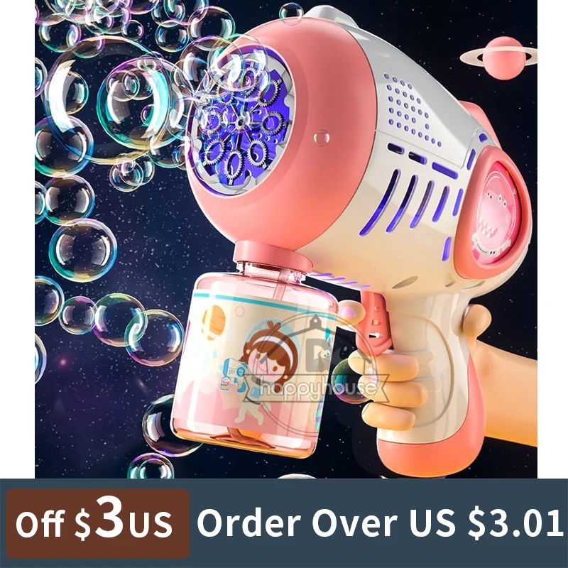 

Automa Bubble Machine for Children Bazooka Bubble Gun with Light Rocket Launcher Bubble Blower For Kids Soap Bubble Maker Toy