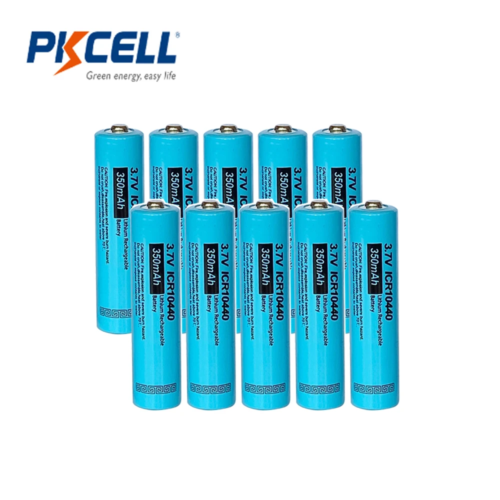 

10pcs PKCELL AAA Lithium Batteries 350mAh ICR 10440 3.7V Li-ion AAA Rechargeable Battery button top for toys and battery pack