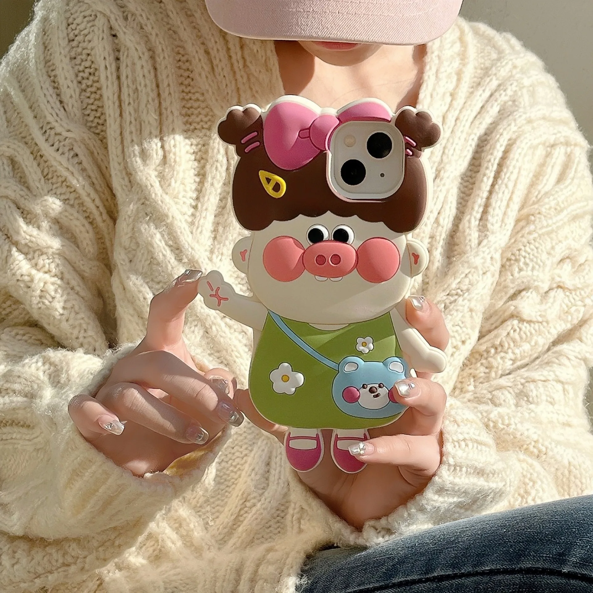 Great Art 3D Lovely piggy classmate Phone Case For iPhone 14 13 12 11 Pro Max  Soft Cover