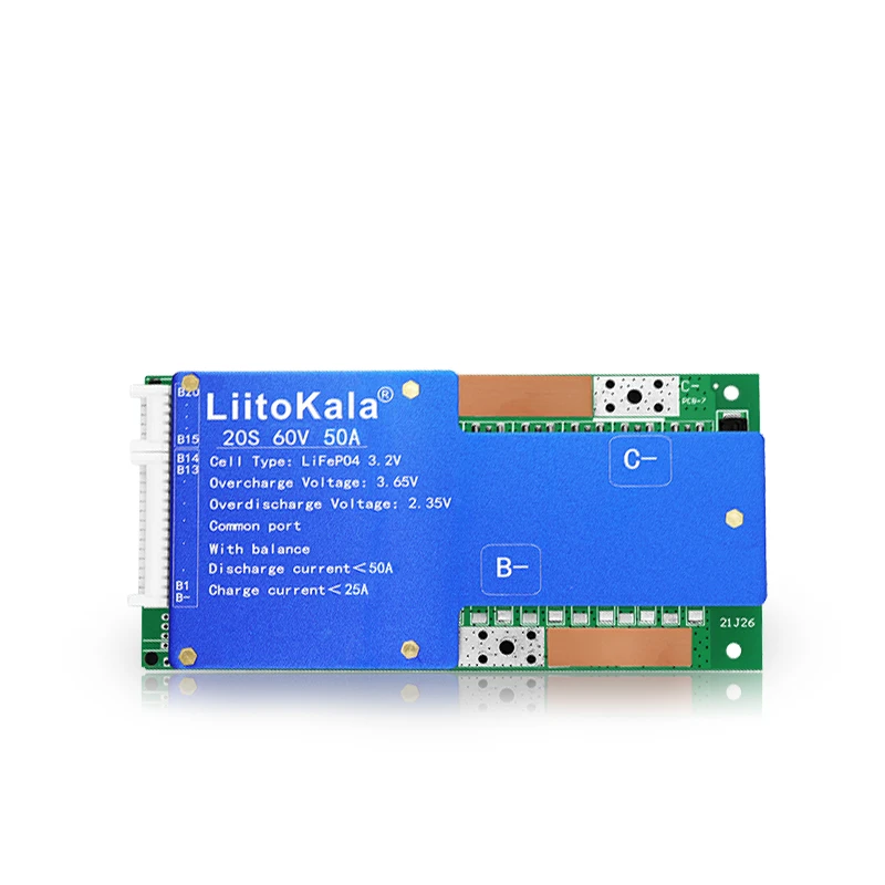 LIitoKala 20S-60V50A-BMS LiF4PO4 Плата защиты аккумулятора BMS с балансом 64 В литий-железо-фосфат