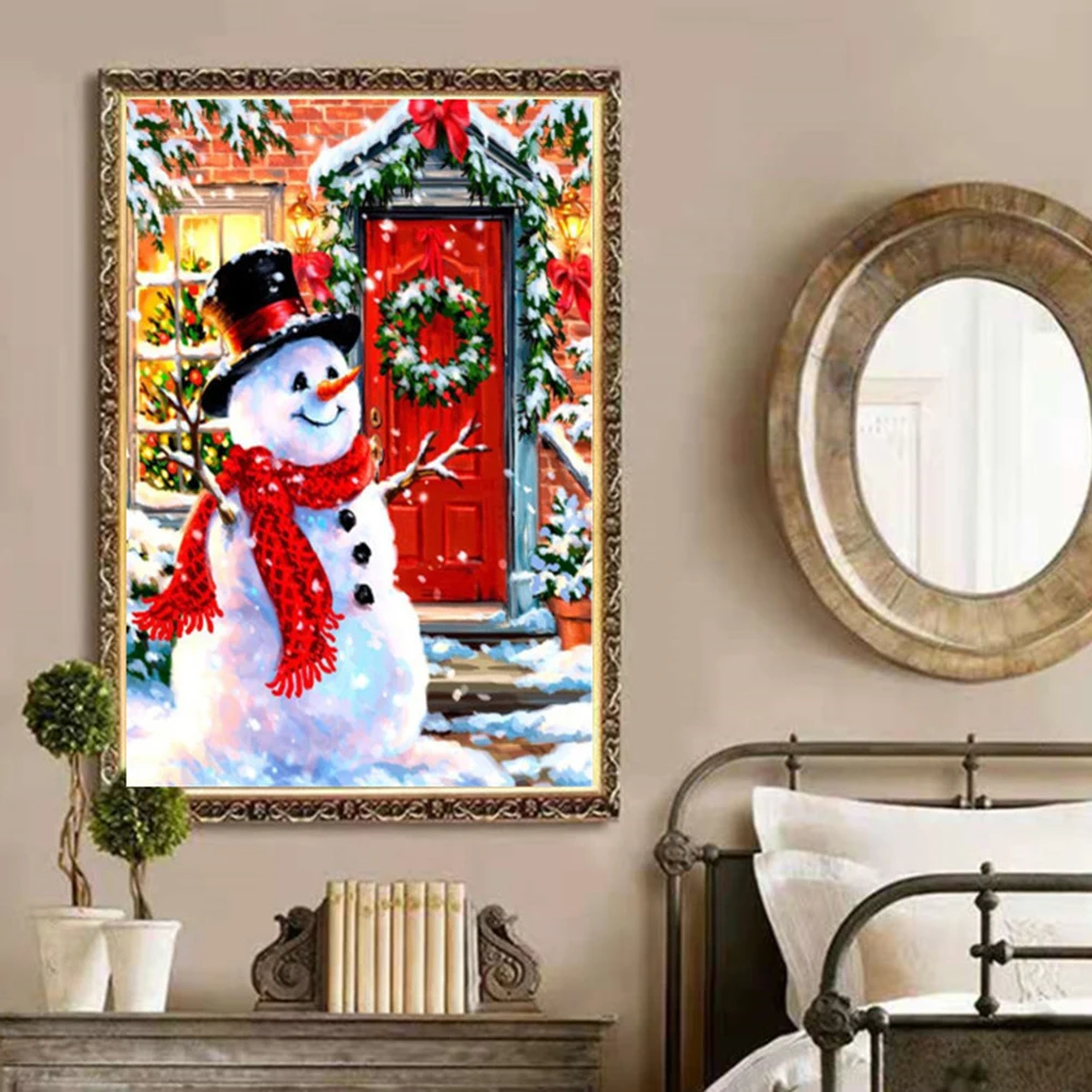 

5 Sets 5D DIY Full Drill Diamond Embroidery Christmas Snowman Diamond Painting Landscape Art Rhinestone Handmade Gift Wall Art