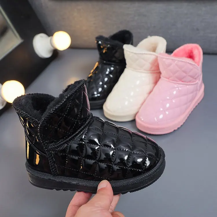 

New 2024 Baby Girl Shoes Winter Kids Snow Boots Plus Velvet Thickening Boys Girls Cotton Waterproof Non-slip Ankle Boots Botas