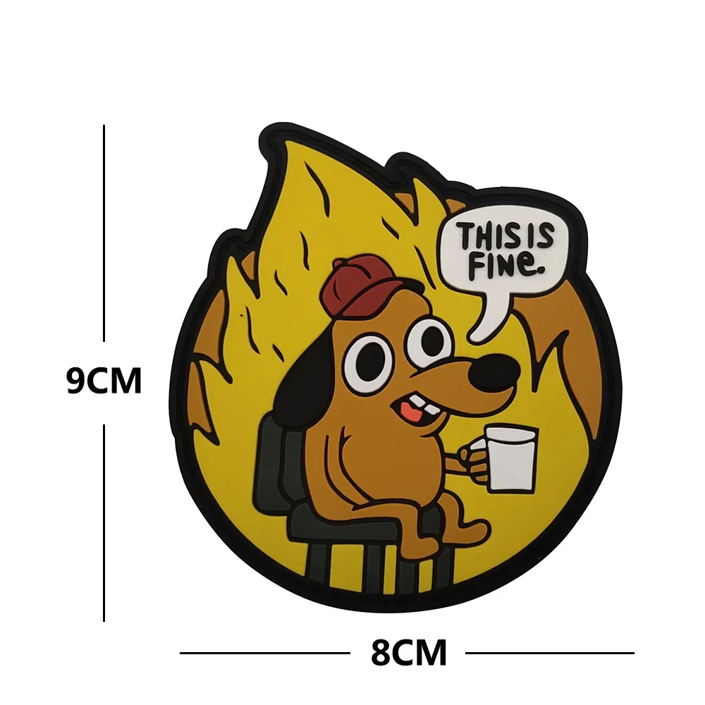 THIS IS FINE нашивки с вышивкой собаки крючок и петля юмор боевая повязка на руку