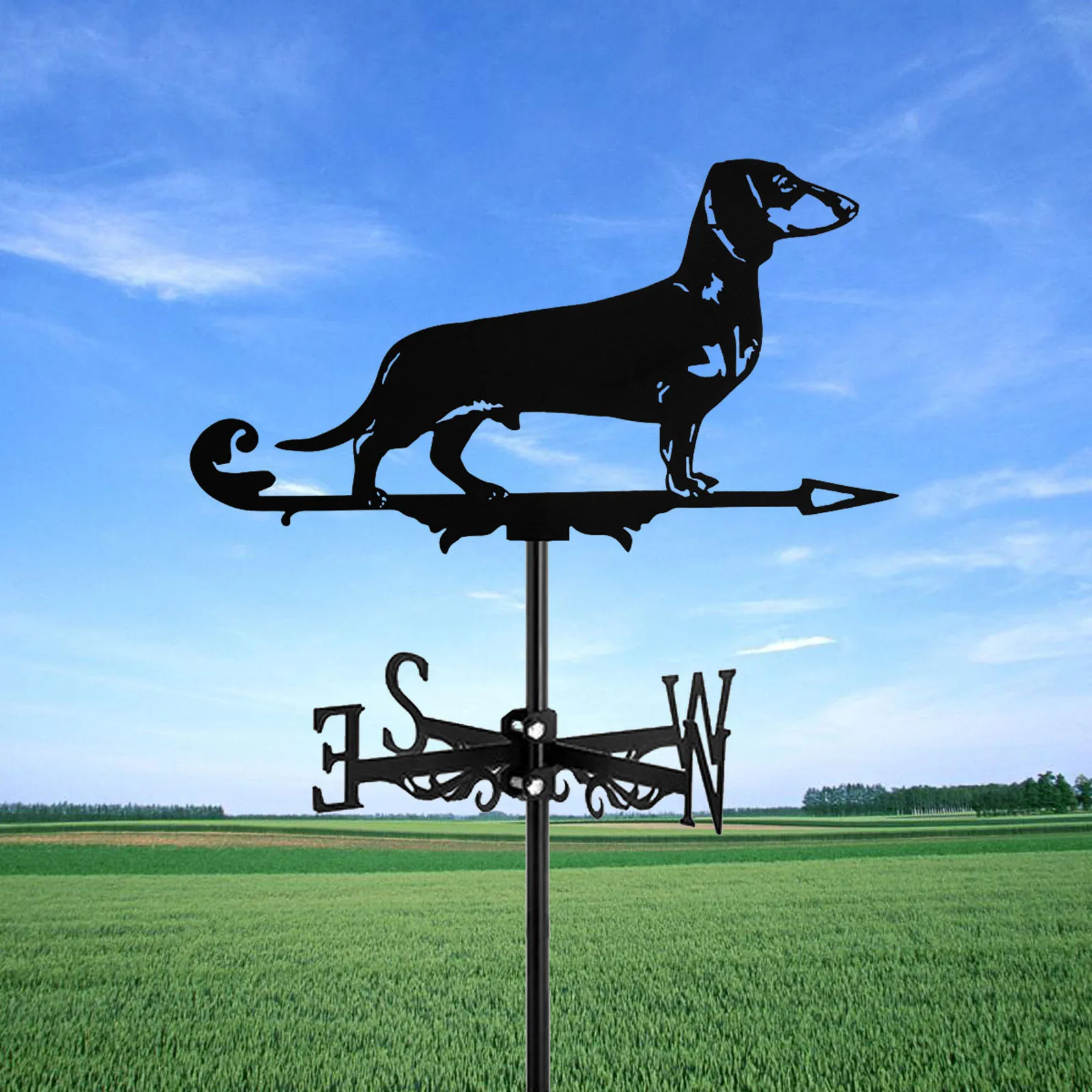 

New Metal Animal Dachshund Weather Vane Standing Decor Roof WeatherVane Garden Yard Decoration For Shed Home Fence Post