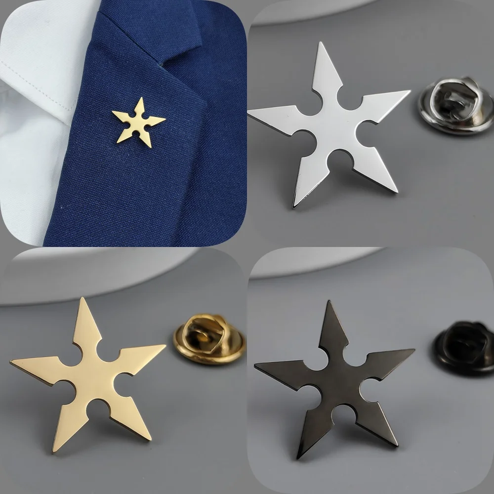 Новая пятиконечная звезда Мужская булавка для лацкана 316L нержавеющая сталь