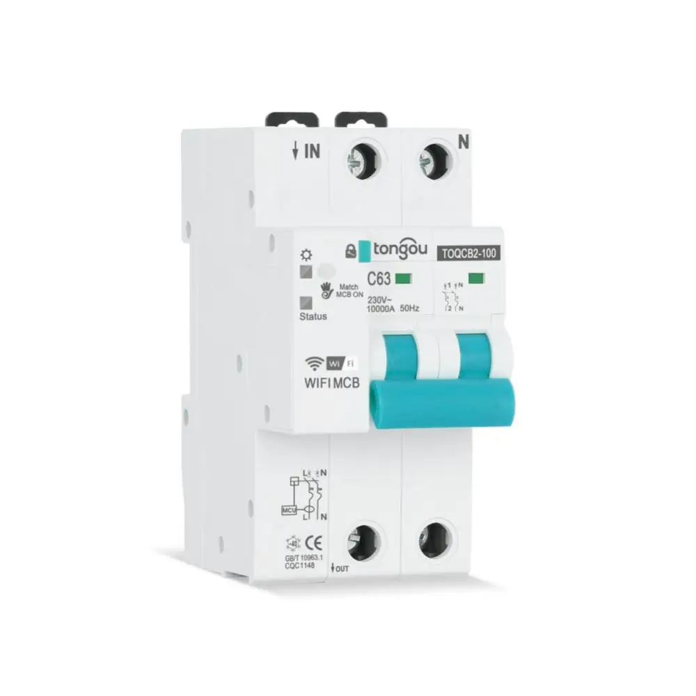 

TUYA WIFI 2p Measurement Circuit Breaker Smart Life Timer Remote Control Wireless Automatic MCB Reclosing Switch 63A Breaker