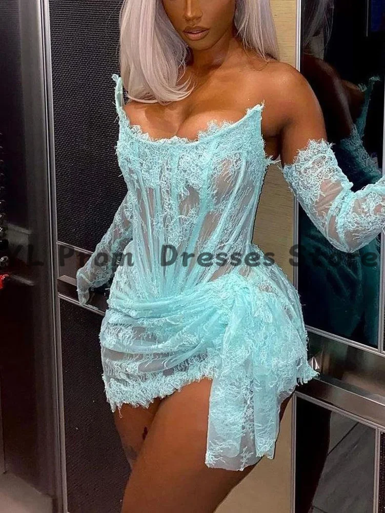 

Сексуальное Кружевное коктейльное мини-платье YL с иллюзией для черной девушки, платье-футляр для выпускного вечера, 2022, короткое Кружевное платье с открытой спиной, вечернее платье