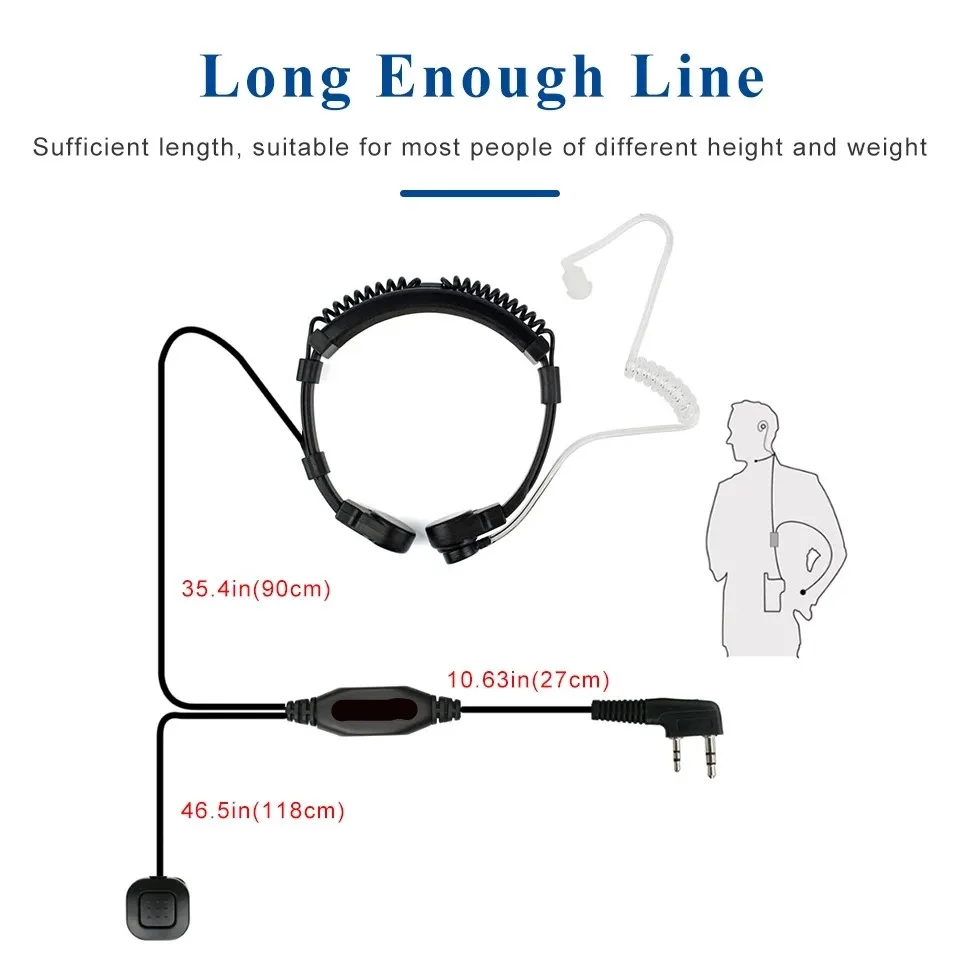 iradio Throat Mic Walkie-Talkie    Headset Transceiver Covert Tube Finger PTT Earpiece For Kenwood Baofeng UV 5R UV 82 cp168  UV