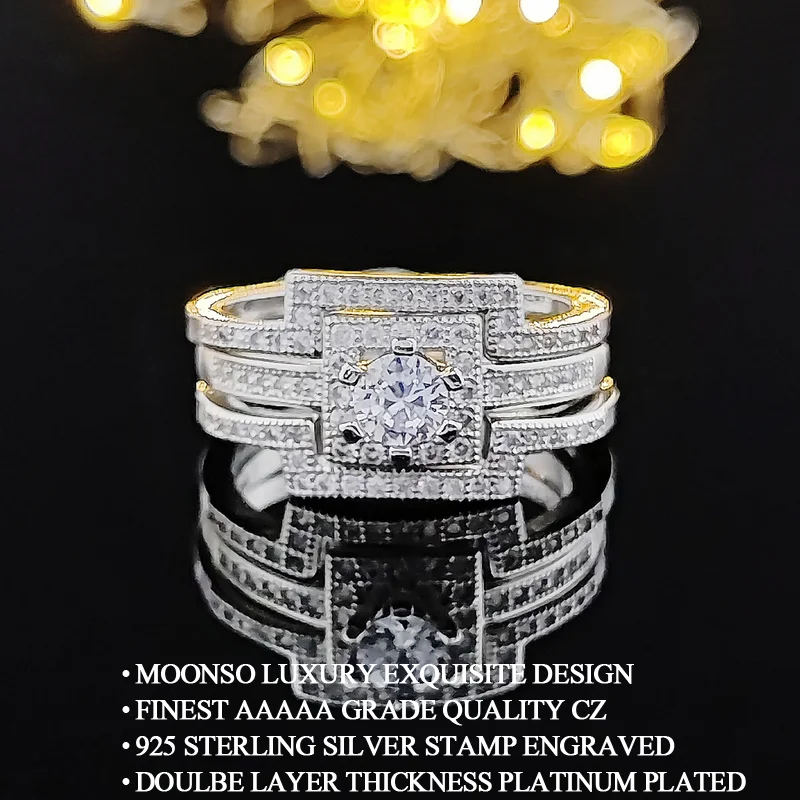 2pcs Pack Two Gift Real Silver Color Bride Jewelry Engagement Wedding Bridal for Brides Ring African Dubai Sets J6298 - купить по