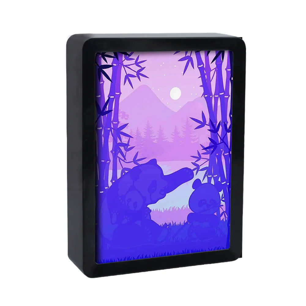 Child Nightlight Anime Light Box Panda Paper Carving Lamp Shadow Box 3D Table Lamp Led Lights Friends Photo Frame Kawaii Decor