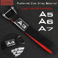 for audi a3 a4 a5 a6 a7 auto accessories custom logo car keyring zinc alloy suede leather keychain