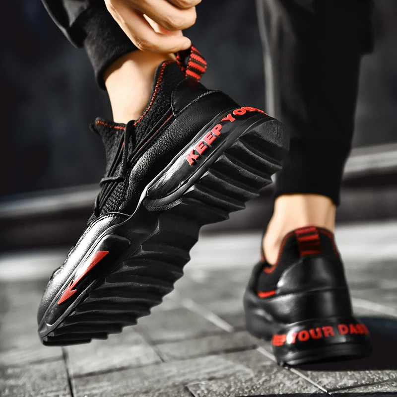 Breathable Running Shoes for Men Street Culture Sneakers Knit Tooth Bottom Platform Soft Size 39-46