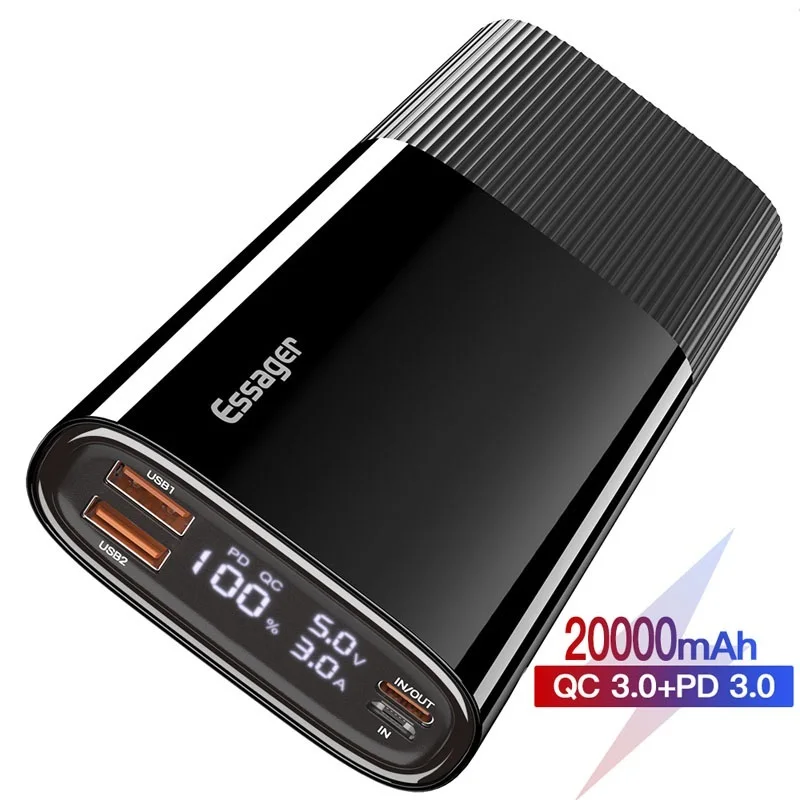 

20000mAh Power Bank LED USB Quick Charge Powerbank 20000mah Type C External Battery Charger Portable Charging Poverbank