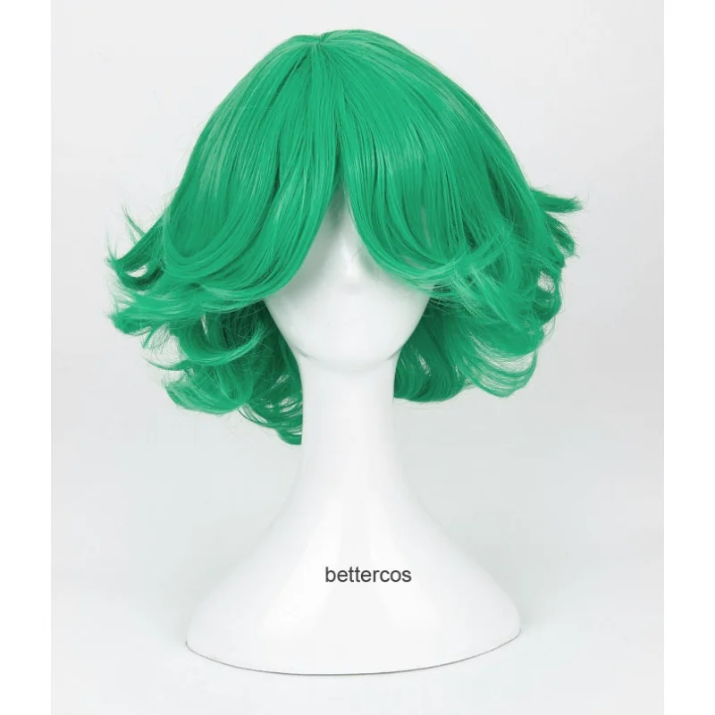 

One Punch Man Senritsu No Tatsumaki Cosplay Wig Green Curly Heat Resistant Synthetic Hair Wig Wig Cap