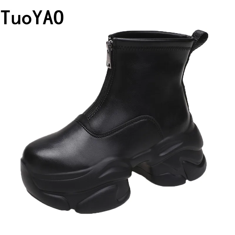 

Женские ботильоны на платформе, теплые кроссовки на меху, на шнуровке, до 8 см, сезон осень-зима, 2023