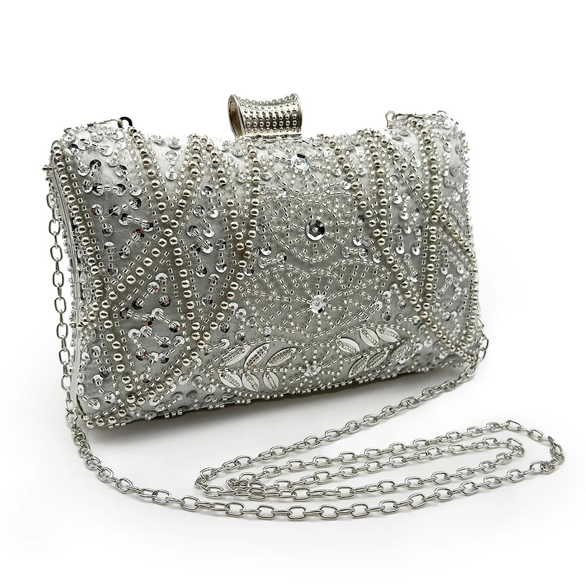 

Frame Women Formal Sliver Beaded Evening Purses and Handbags Bridal Sequins Clutch Bag Cocktail Party Bag Evening bag