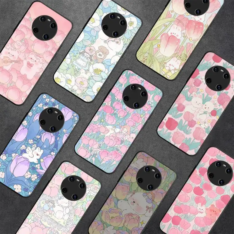 

Cartoon illustration of flowers Phone Case for Huawei Y 6 9 7 5 8s prime 2019 2018 enjoy 7 plus