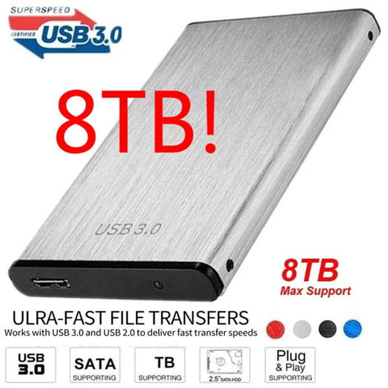 Портативный внешний жесткий диск 8 ТБ USB3.0 HDD 2 5 дюйма 1 устройства для хранения