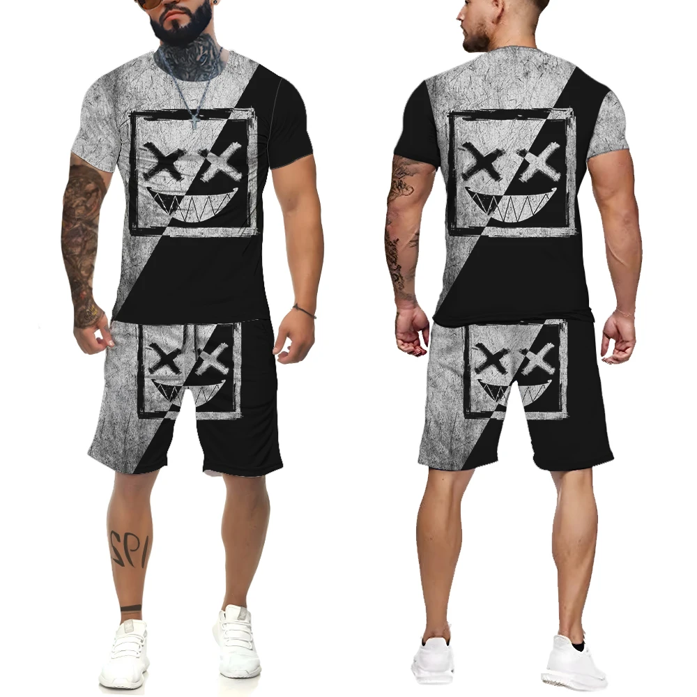

Men Summer Tracksuit Sets Fashion Sweat Suit 3D Print Short Oversized Sleeve Shirts T-shirt Streetwear Sets Sportswear Clothing