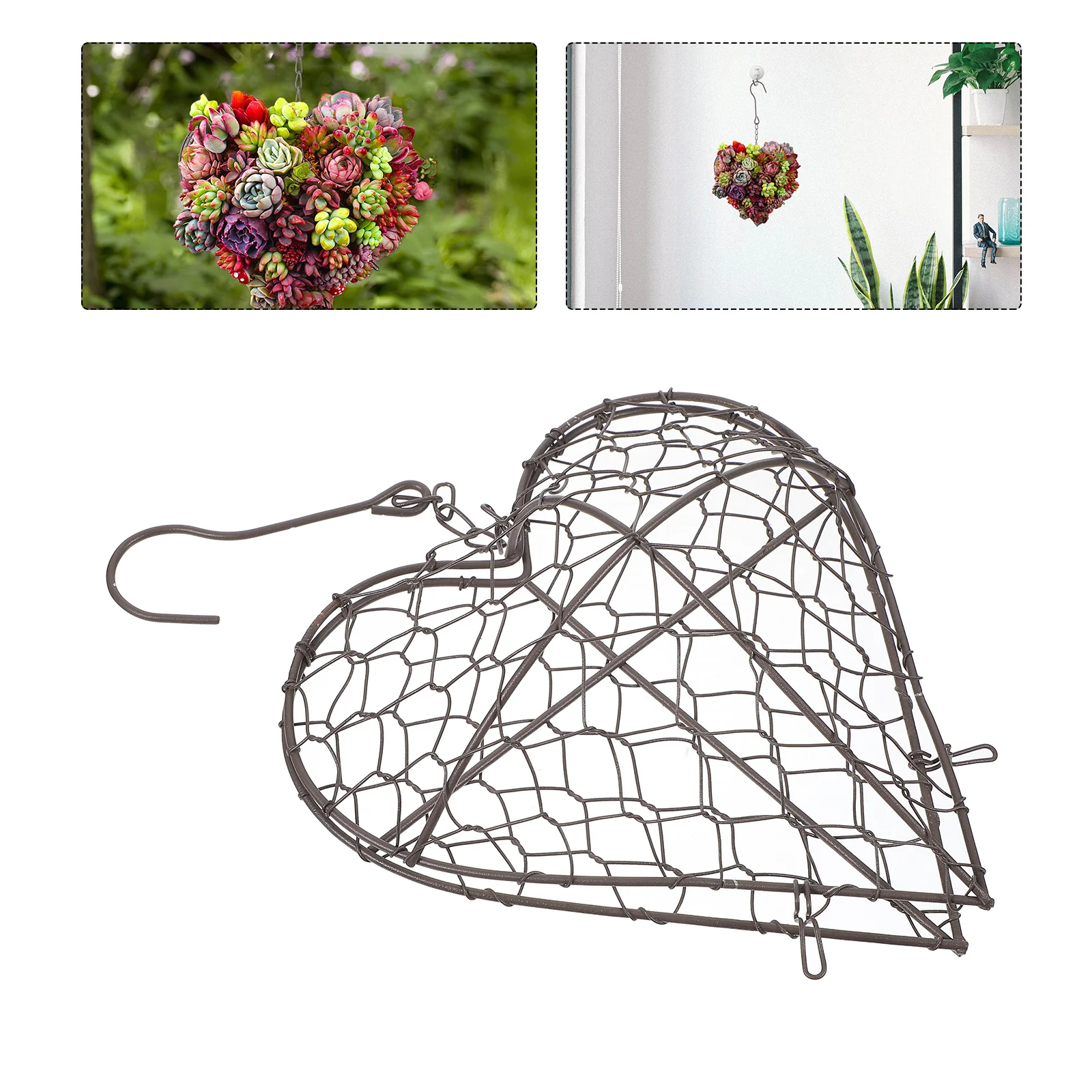 

Hanging Planter Pot Frame Holderflower Wire Succulent Wreath Metal Basket Wall Heart Iron Hanger Air Indoor Planters Formwedding