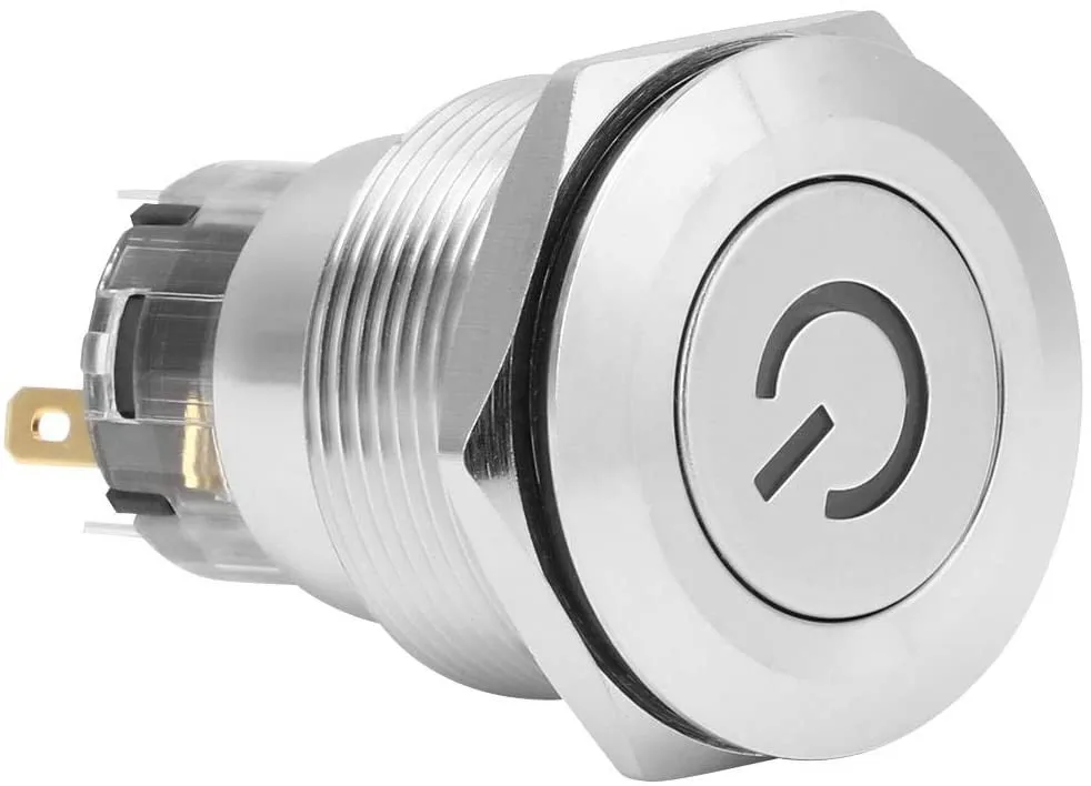 

22mm Waterproof Switch Car Button 24V LED 5Pin ON-OFF Car Push Button Switch Maintained Blue Electrical Equipment Switches