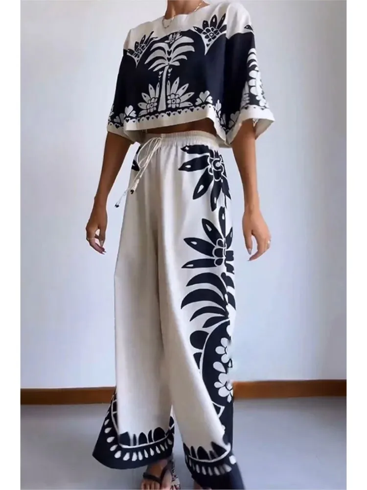 Женский Повседневный костюм из двух предметов Свободный укороченный топ с