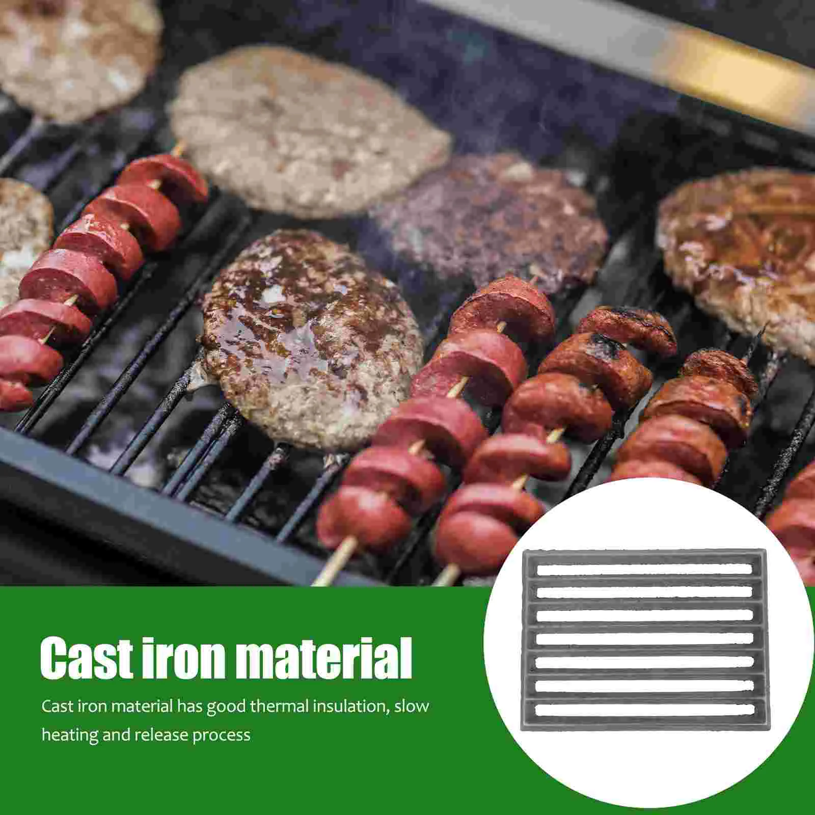 Чугунная решетка-гриль для настольной угольной черной прямоугольной решетки