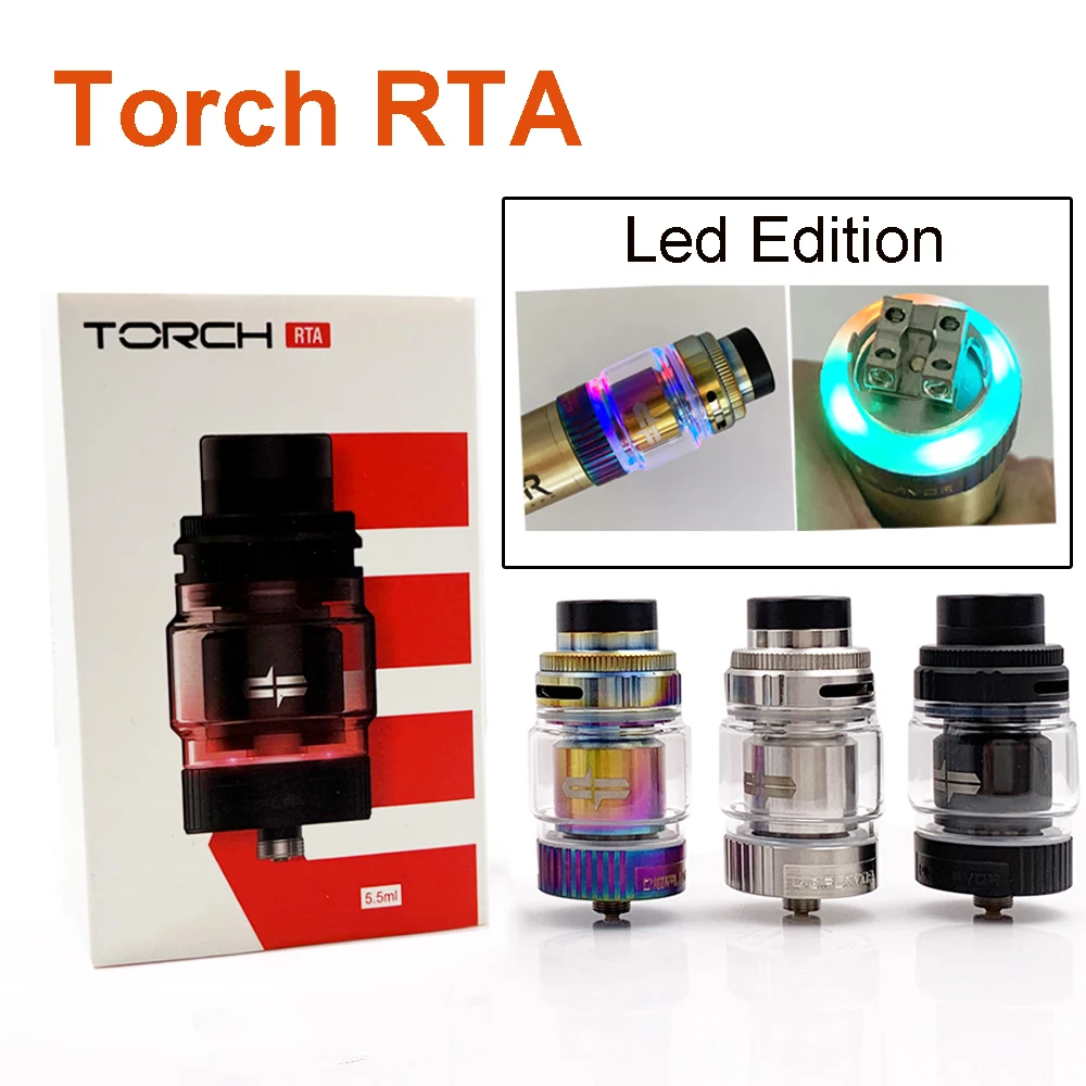 

Vmiss TORCH RTA Tank 5.5ML Resin 810 Drip Tips Build Single Dual Coil DIY Rebuildable Deck DL Electronic Cigarette Atomizer