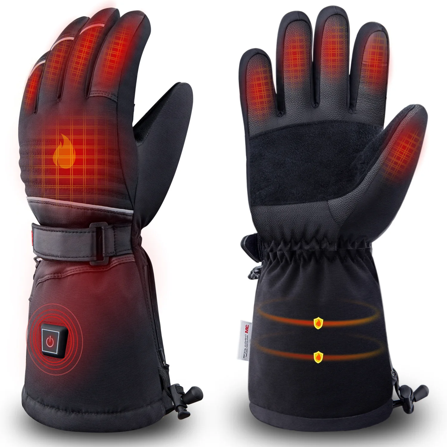 Winter outdoor hiking camping hiking motorcycle riding three-speed thermostat charging waterproof ski heating gloves