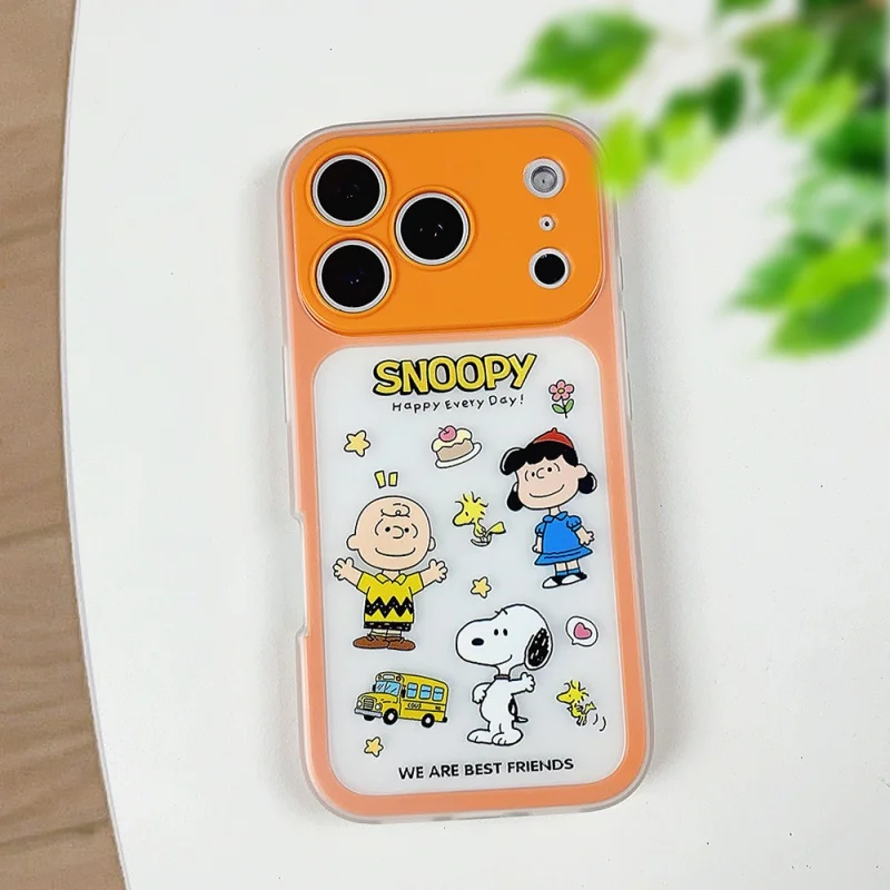 Фото Милый мультяшный чехол для телефона Happy Snoopy bus для iPhone 14 15 17 16 Pro Max, забавные солнцезащитные очки Snoopy, прозрачный противоударный чехол 2 и 1 ﻿ ﻿ №4